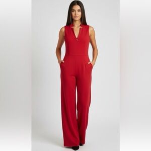 Calvin Klein V-Neck Red Jumpsuit Valentine’s Day
